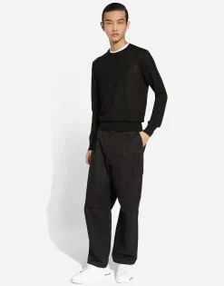 Cashmere round-neck sweater with DG embroidery