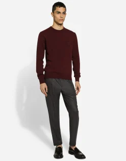 Cashmere round-neck sweater with DG embroidery