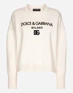 Cashmere sweater with flocked DG logo