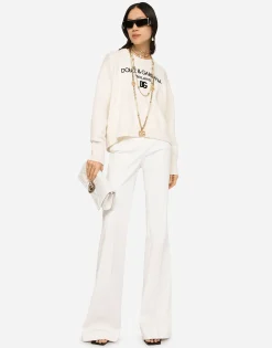 Cashmere sweater with flocked DG logo