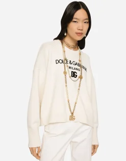 Cashmere sweater with flocked DG logo