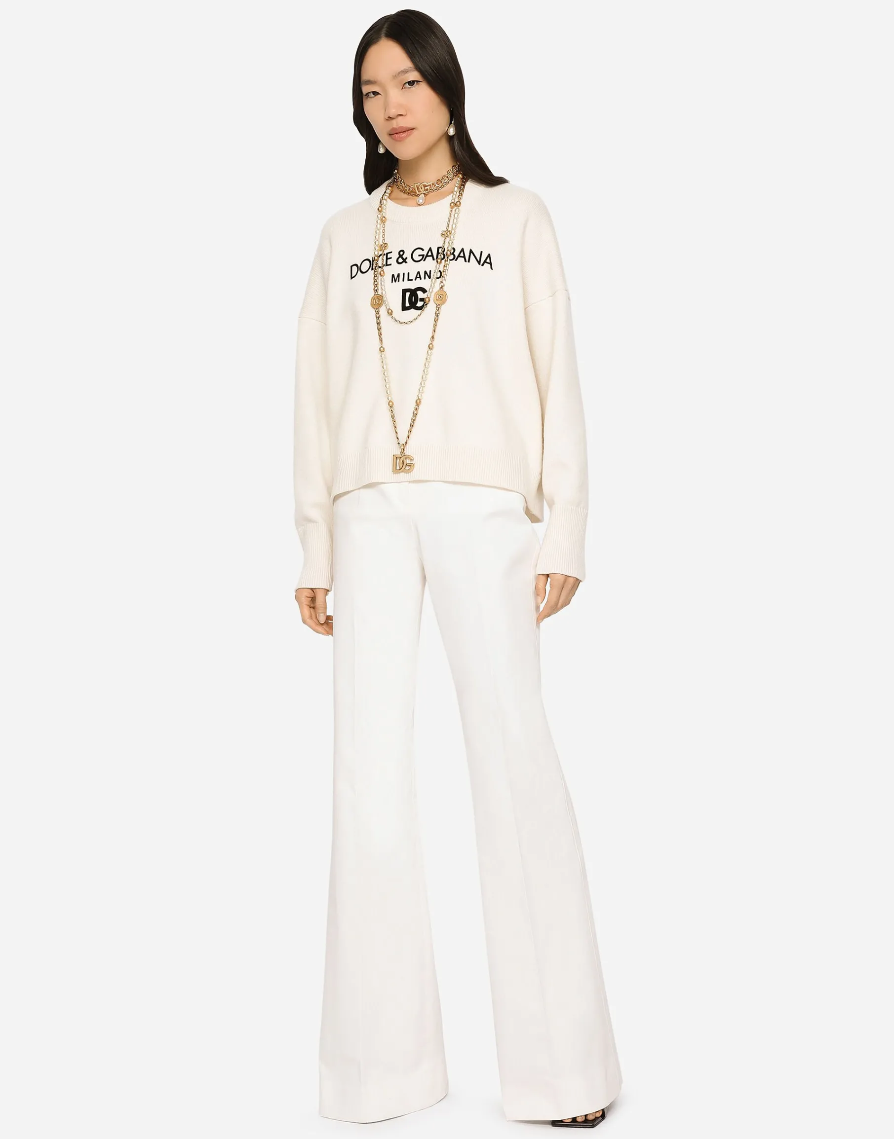 Cashmere sweater with flocked DG logo