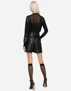 Cashmere, tulle and silk cardigan with lace