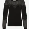 Cashmere, tulle and silk sweater with lace