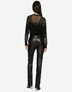 Cashmere, tulle and silk sweater with lace