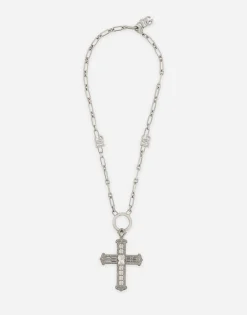 Chain necklace with cross and crystals