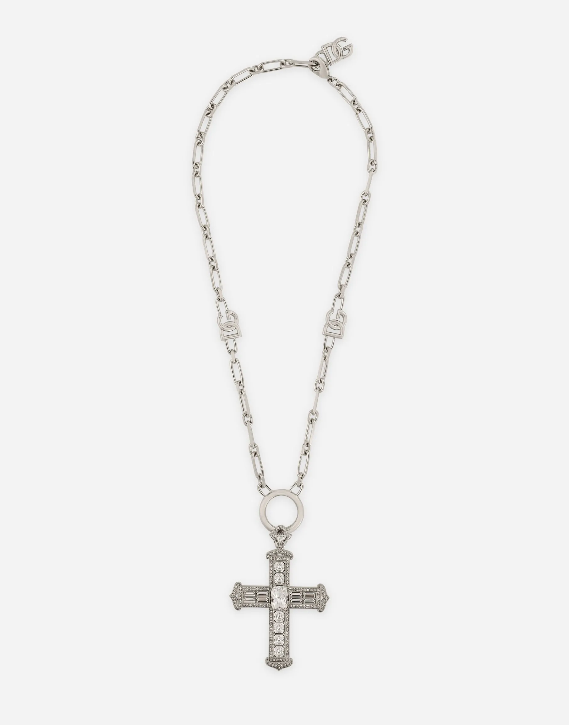 Chain necklace with cross and crystals