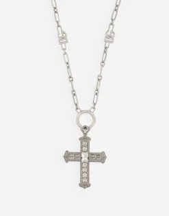 Chain necklace with cross and crystals