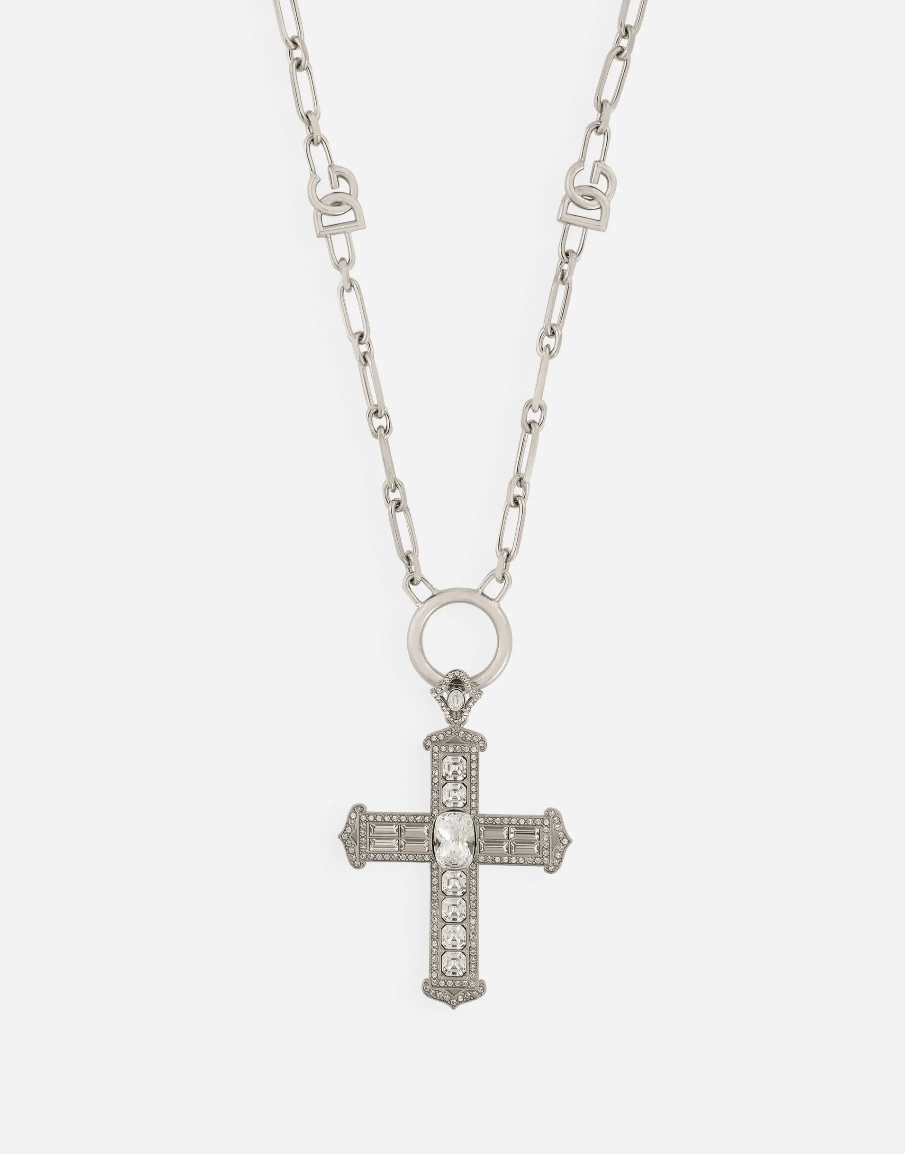 Chain necklace with cross and crystals