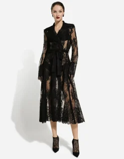 Chantilly lace coat with belt