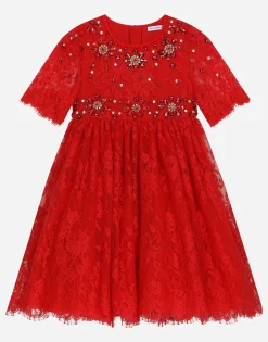 Chantilly lace dress with gemstones