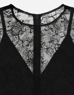 Chantilly lace fil coupé calf-length dress
