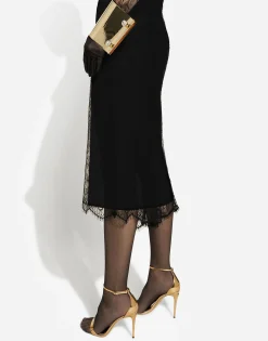 Chantilly lace fil coupé calf-length dress