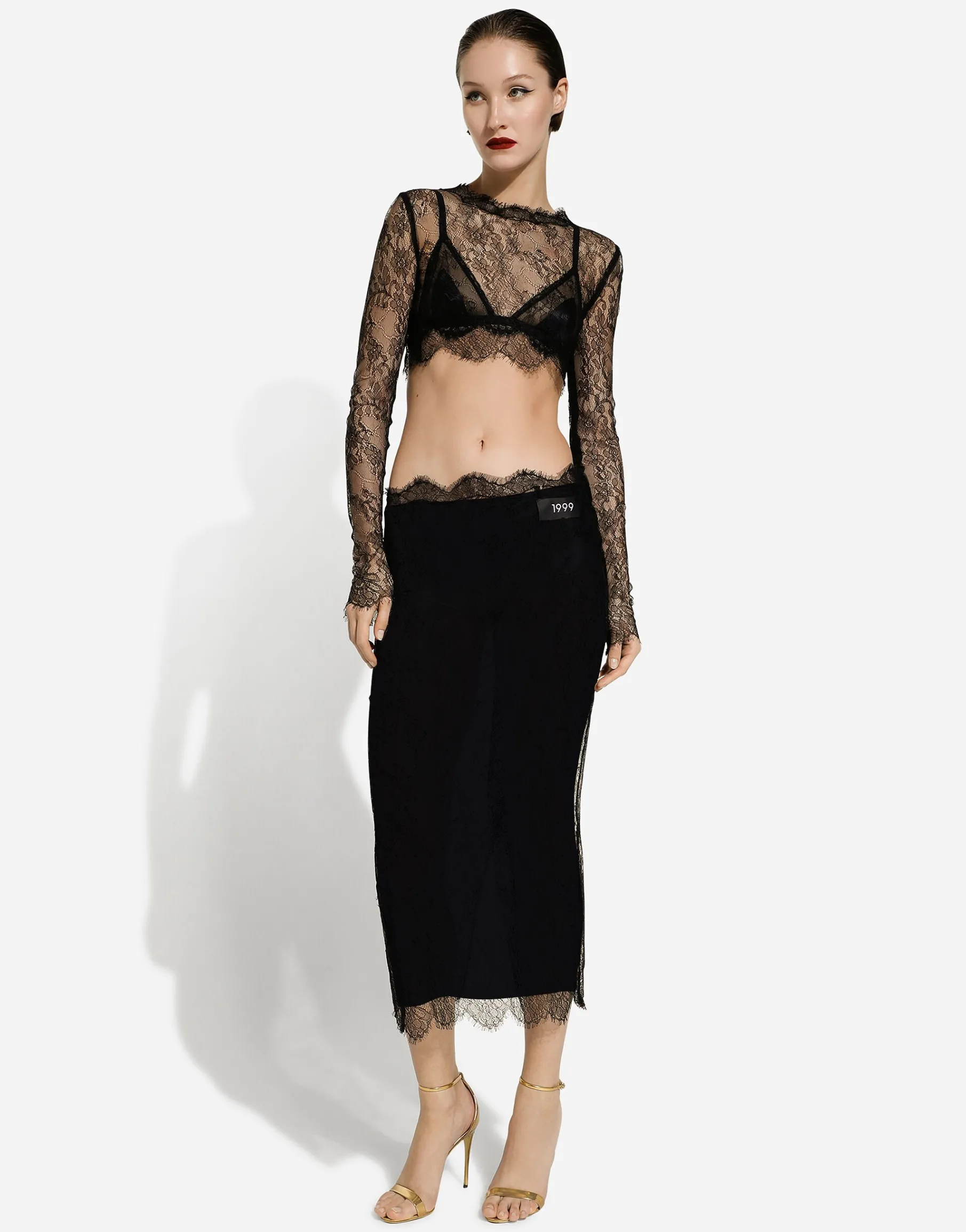 Chantilly lace midi skirt