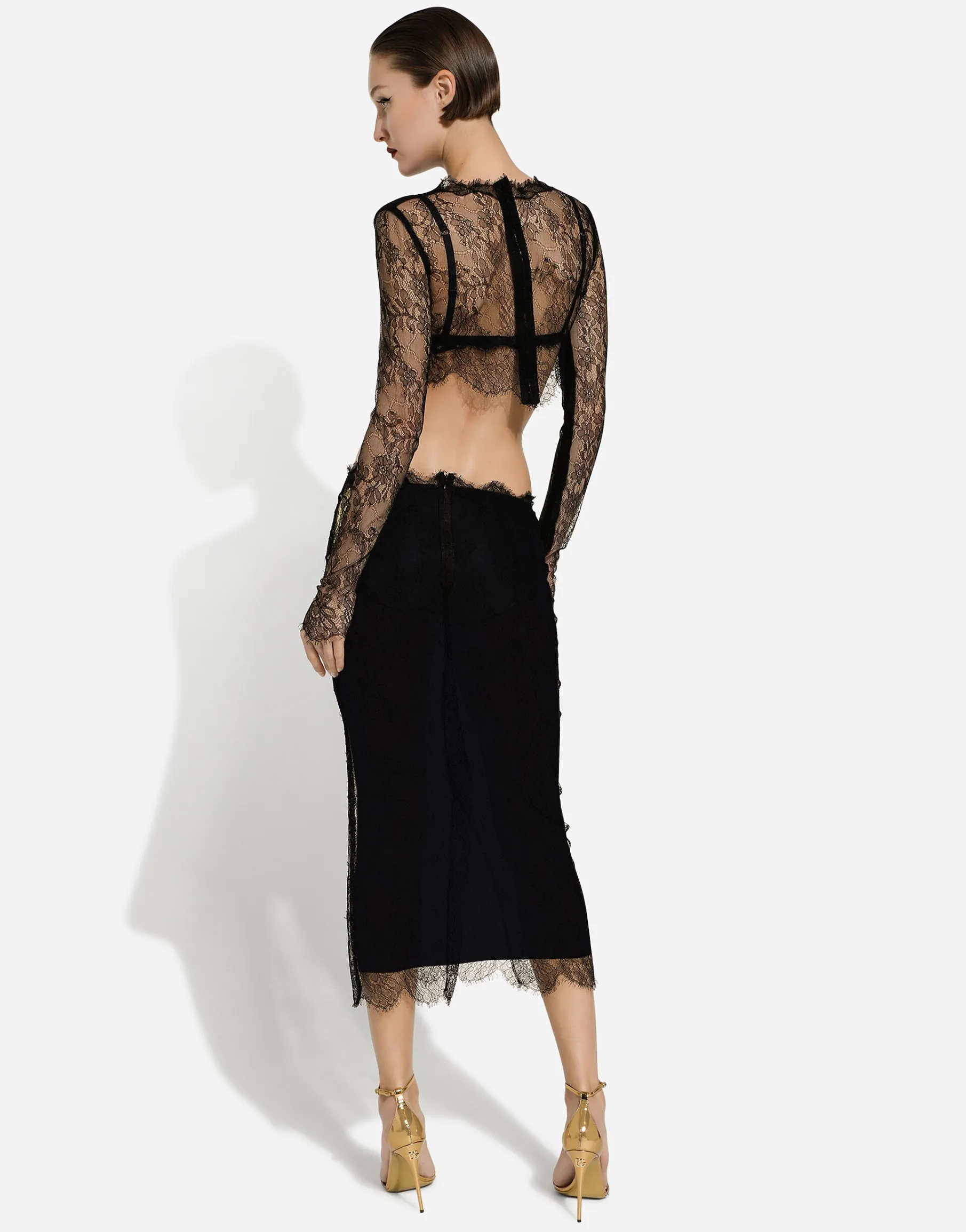Chantilly lace midi skirt