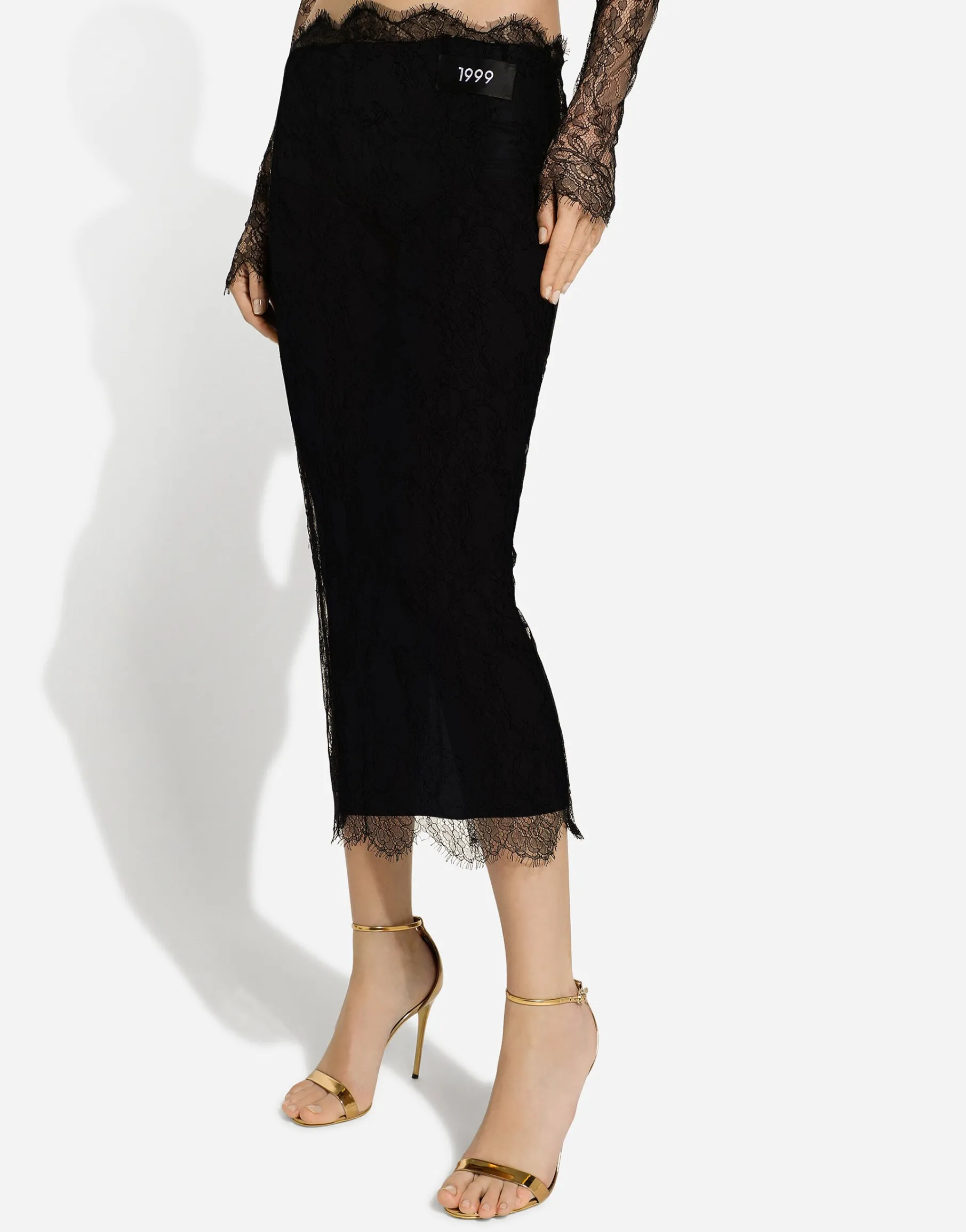 Chantilly lace midi skirt