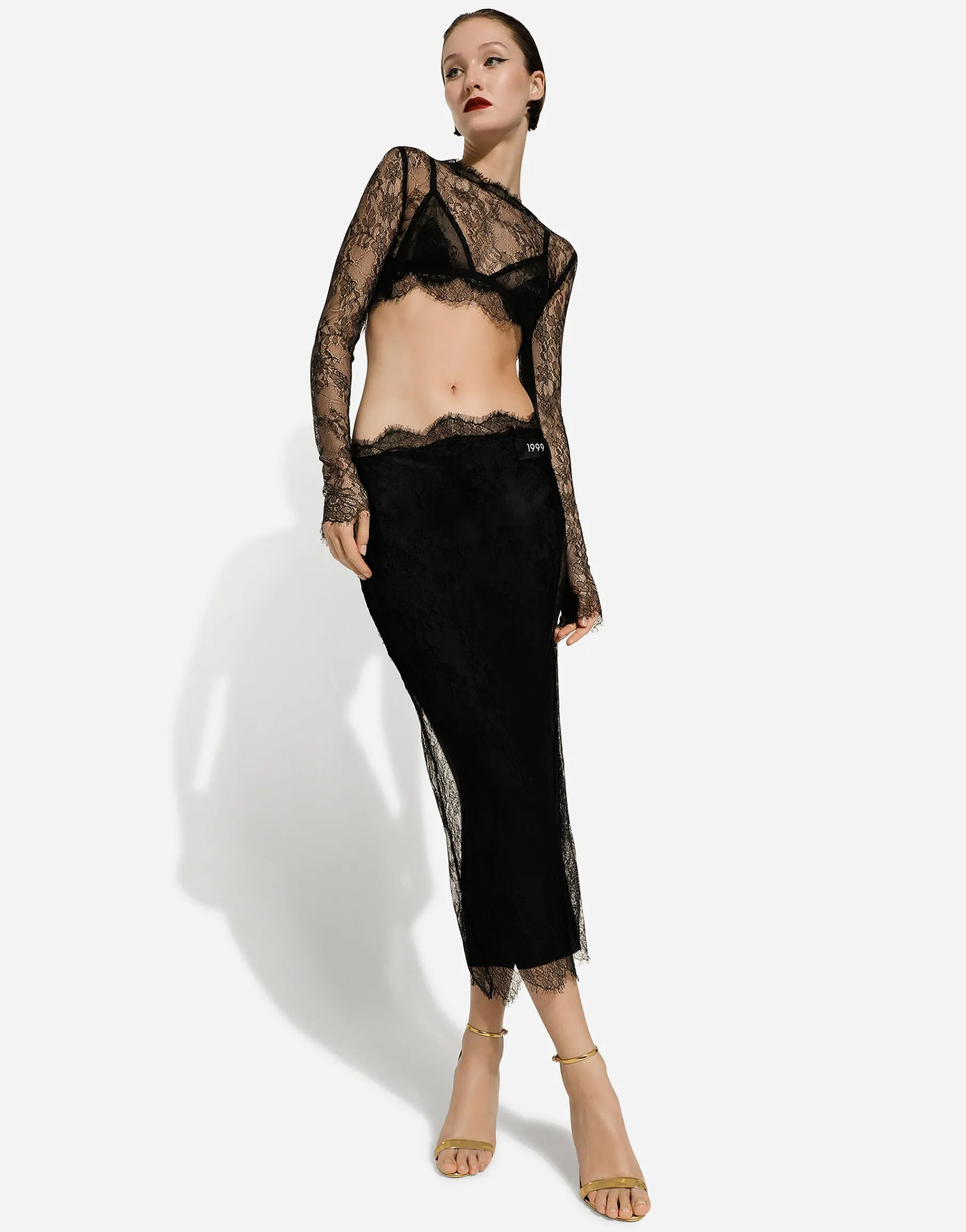 Chantilly lace midi skirt