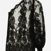 Chantilly lace one-shoulder blouse