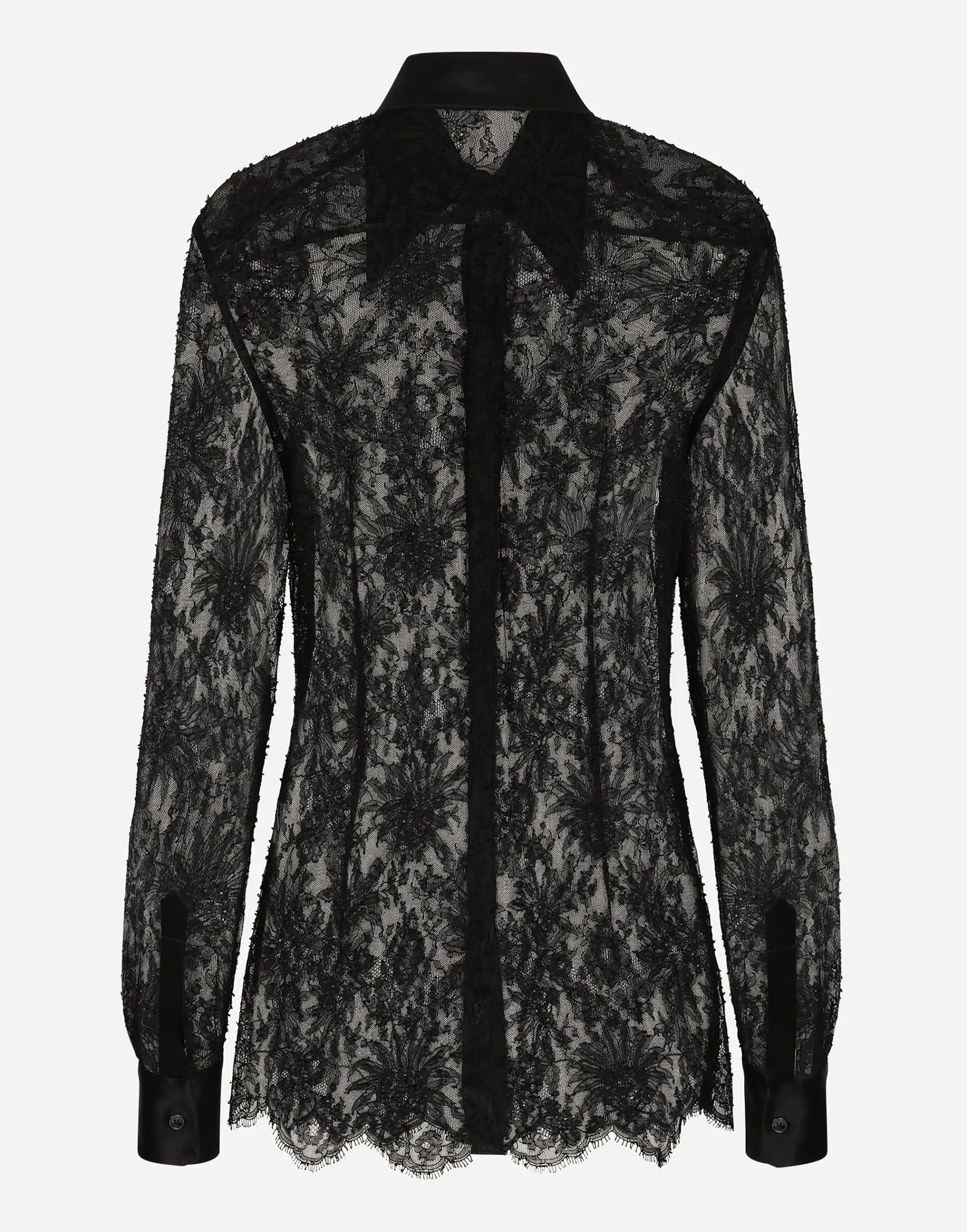 Chantilly lace shirt with satin details