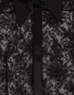 Chantilly lace shirt with satin details
