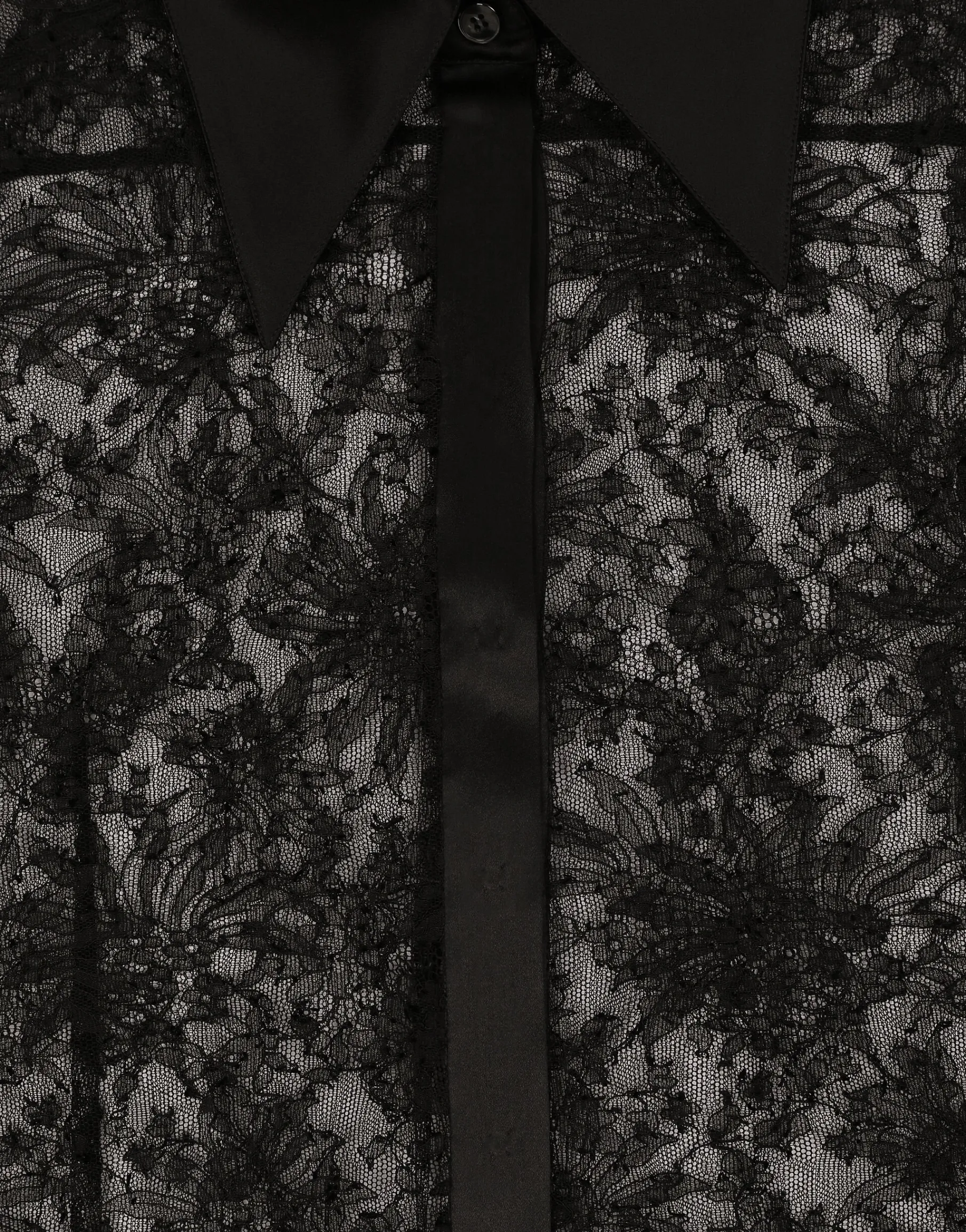 Chantilly lace shirt with satin details