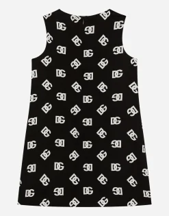 Charmeuse dress with DG logo print
