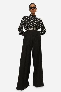 Charmeuse shirt with all-over DG logo print