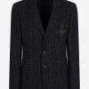 Check jersey Portofino jacket with patch