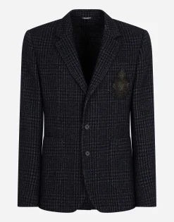 Check jersey Portofino jacket with patch