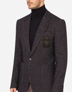 Check jersey Portofino jacket with patch