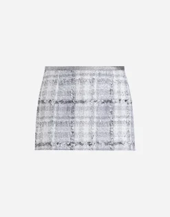 Check lurex raschel tweed miniskirt