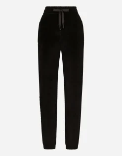 Chenille jogging pants with Dolce&Gabbana embroidery