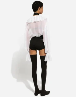 Chiffon blouse with ruffles
