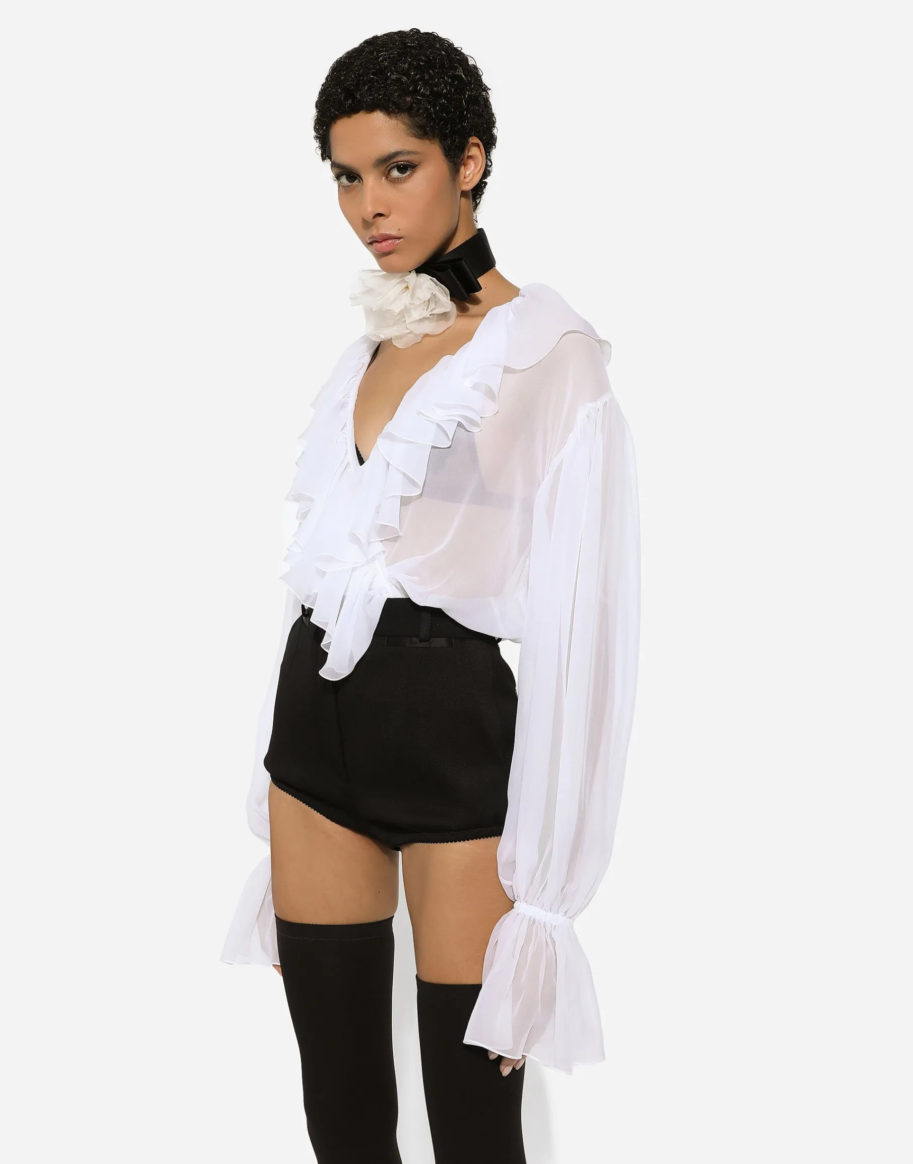 Chiffon blouse with ruffles