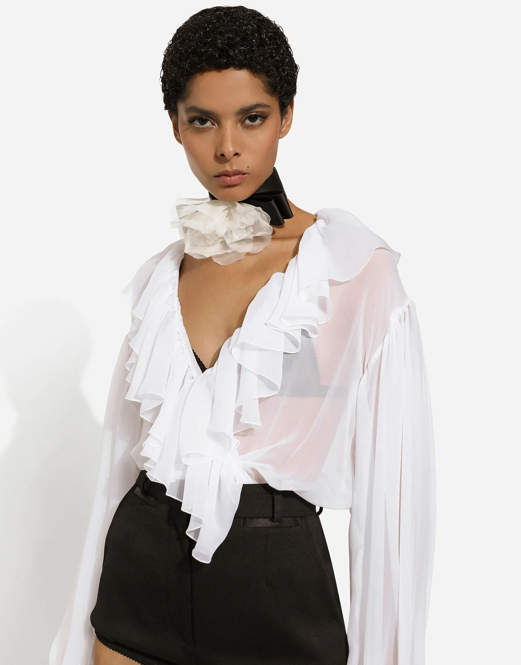 Chiffon blouse with ruffles