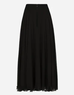Chiffon calf-length circle skirt