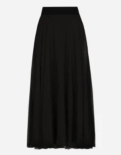 Chiffon calf-length circle skirt