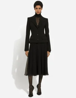 Chiffon calf-length circle skirt