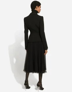 Chiffon calf-length circle skirt