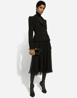 Chiffon calf-length circle skirt