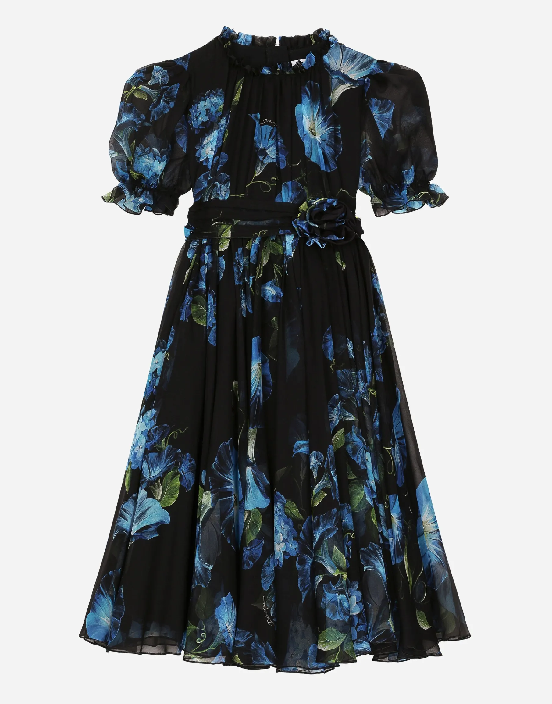 Chiffon dress with bluebell print
