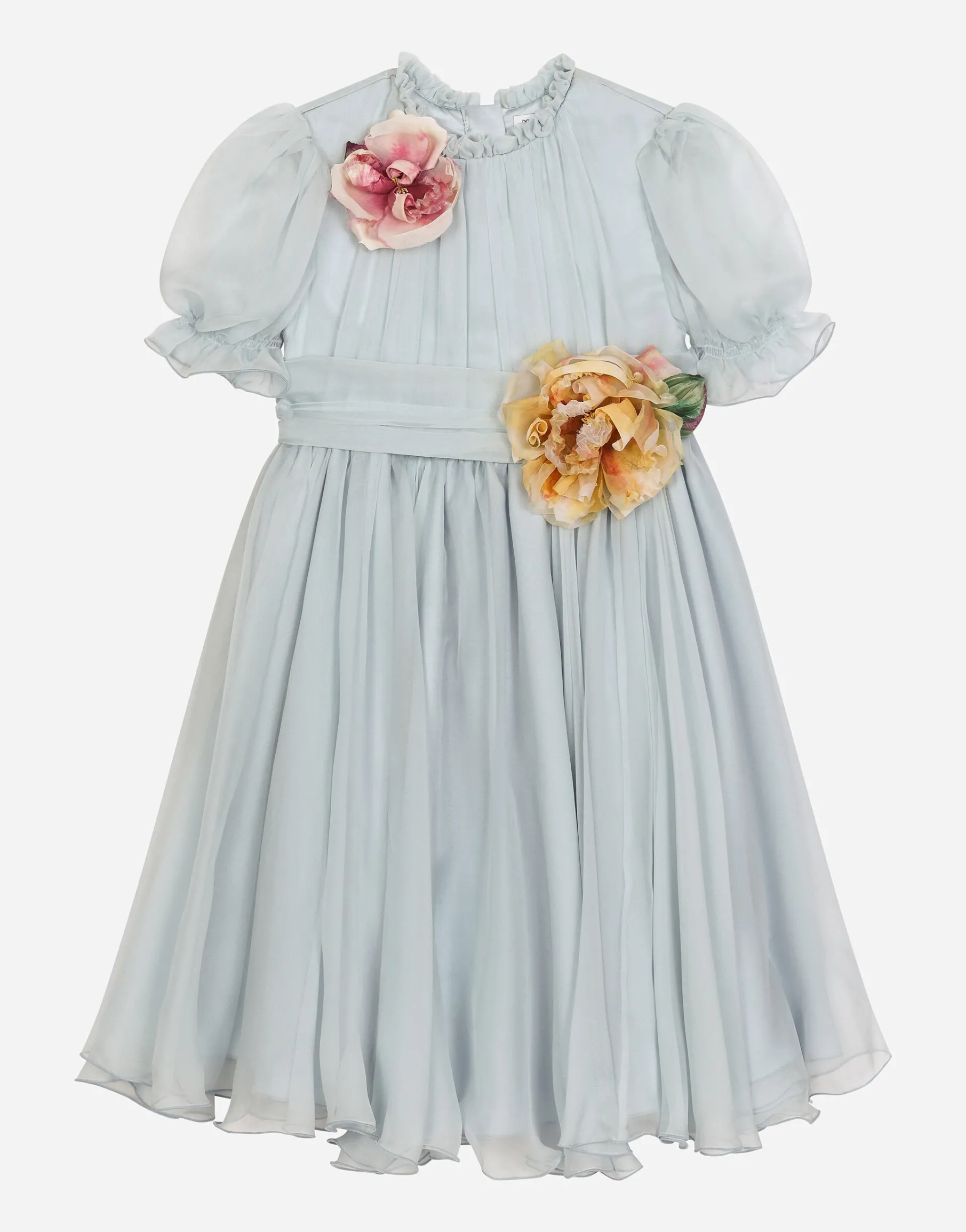 Chiffon dress with 3D flowers