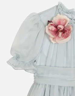 Chiffon dress with 3D flowers