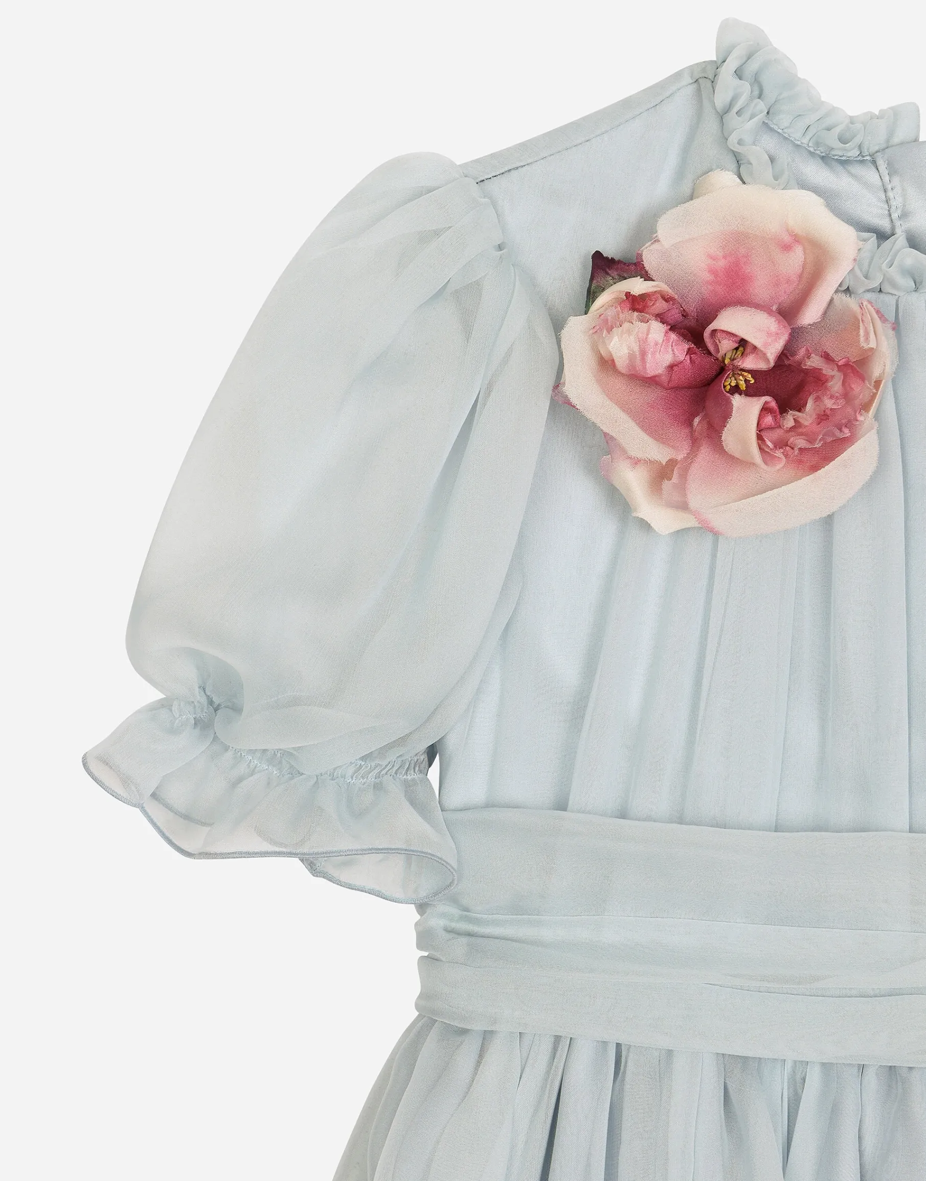 Chiffon dress with 3D flowers