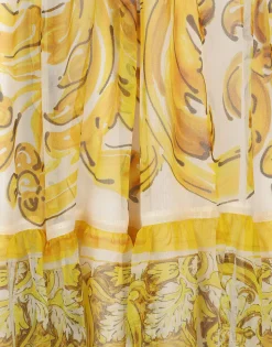 Chiffon dress with yellow majolica print