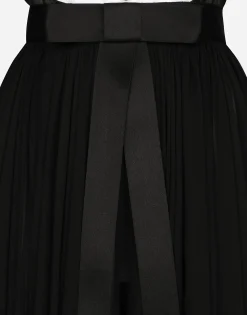 Chiffon midi shirt dress with piqué cuffs and shirt front
