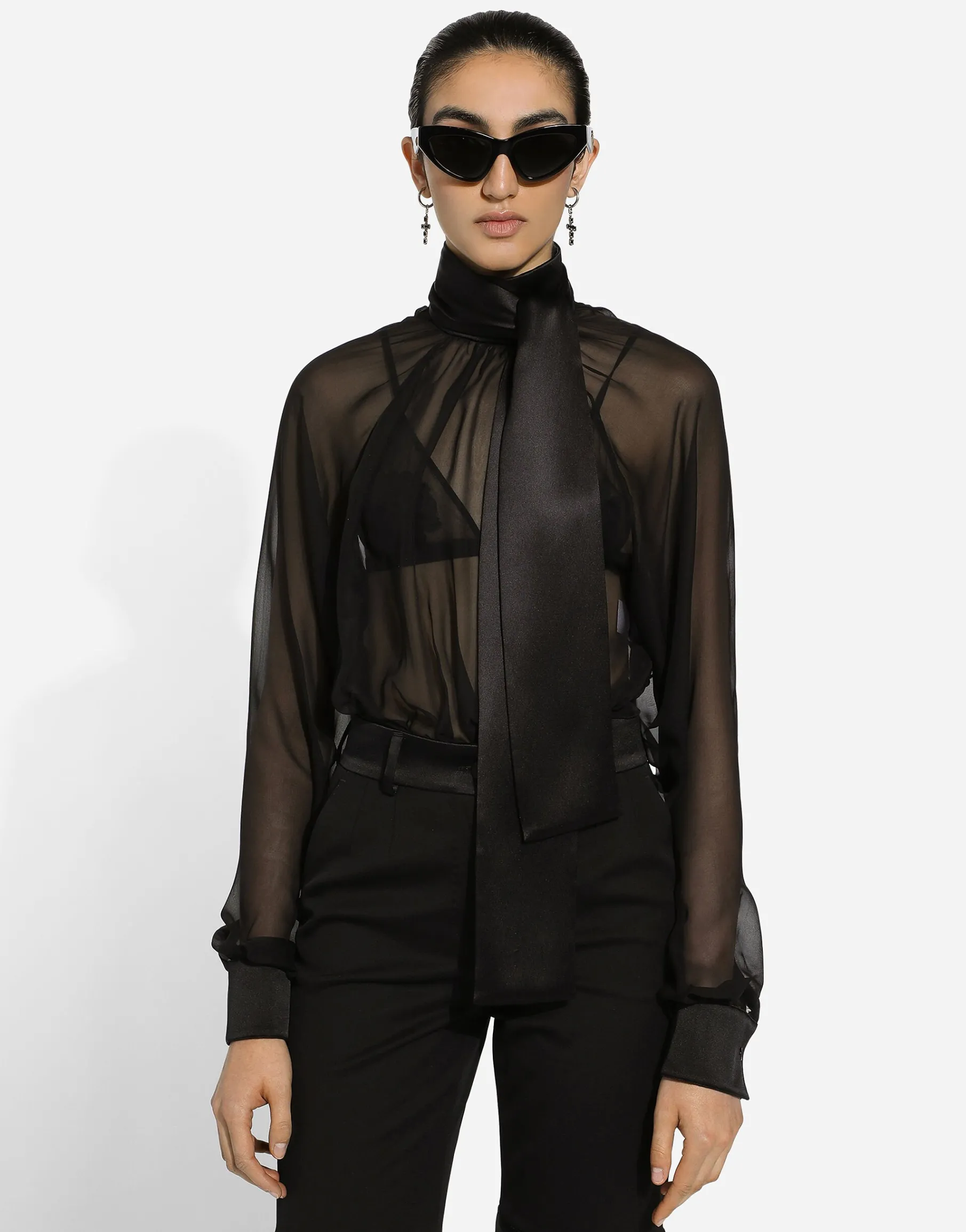 Chiffon pussy-bow blouse