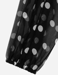 Chiffon pussy-bow blouse with polka-dot print