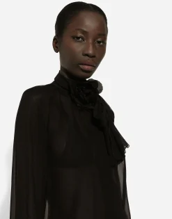 Chiffon pussy-bow shirt