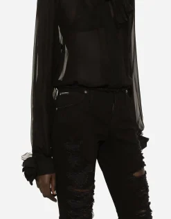 Chiffon pussy-bow shirt